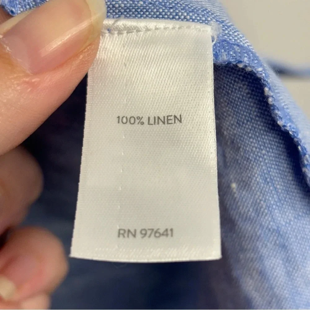 J. JILL Love Linen 100% Linen Button Down Sleeveless Blue Shirtdress S Pockets - Picture 6 of 9